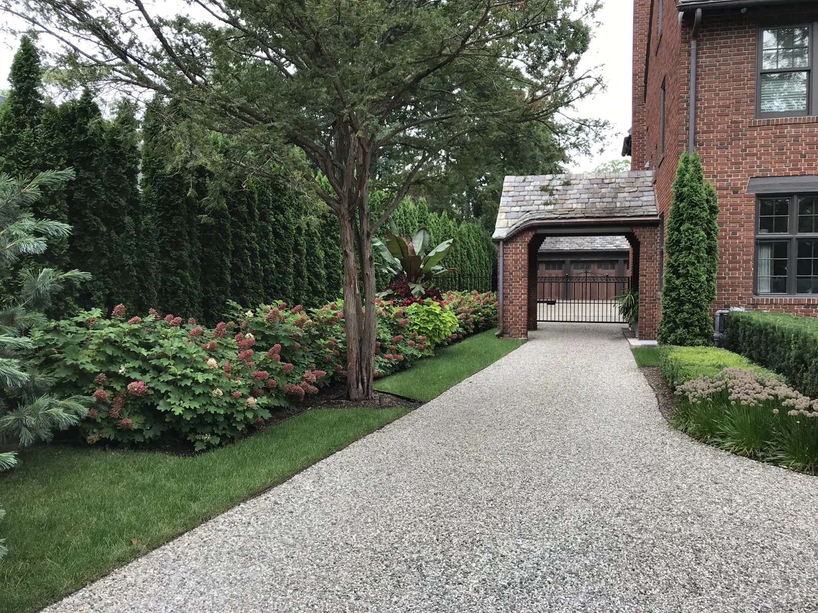 Finished gravel driveway at a home entrance